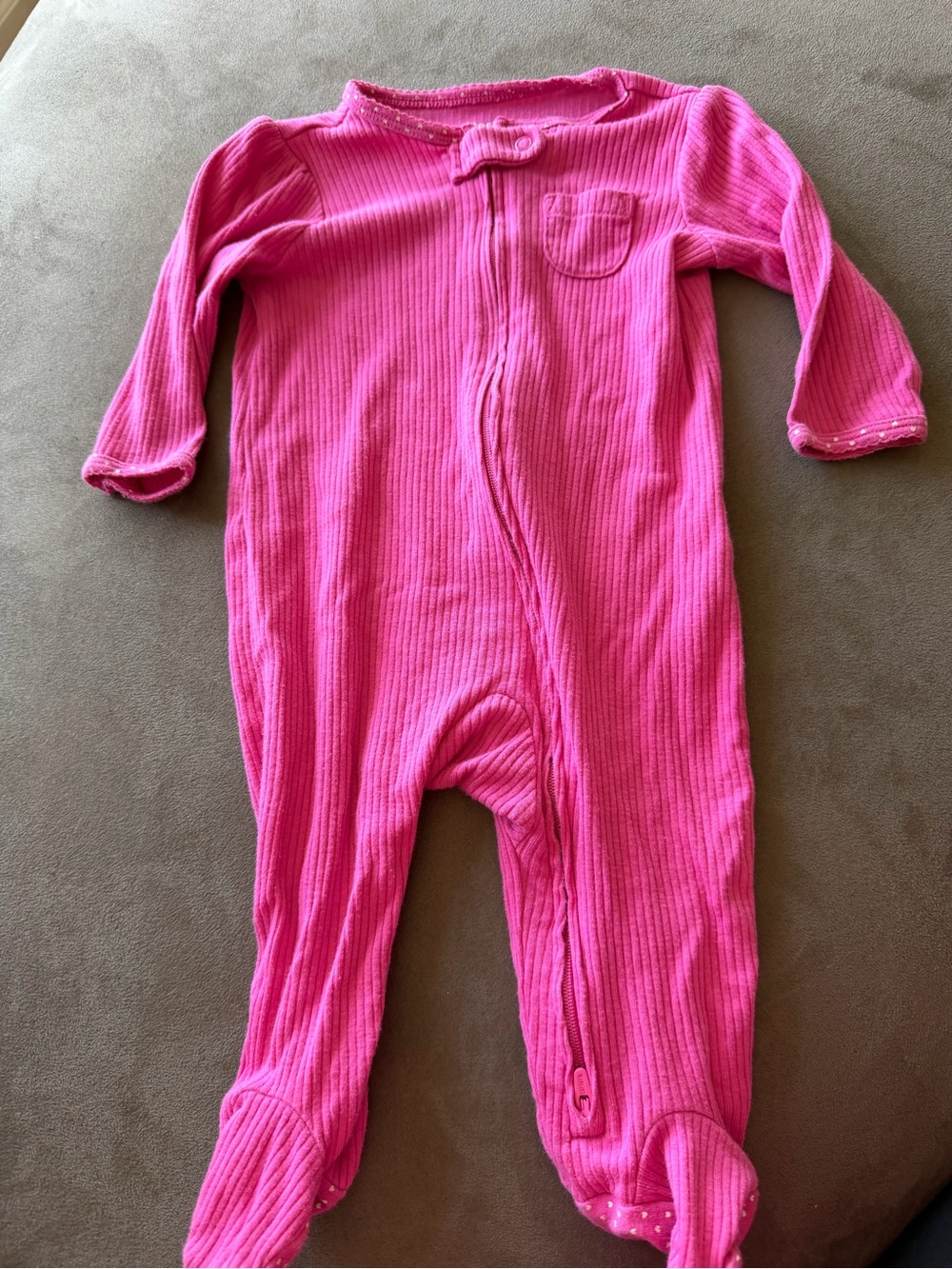 Carters Ribbed Baby One-Piece Footie in Bright Pink